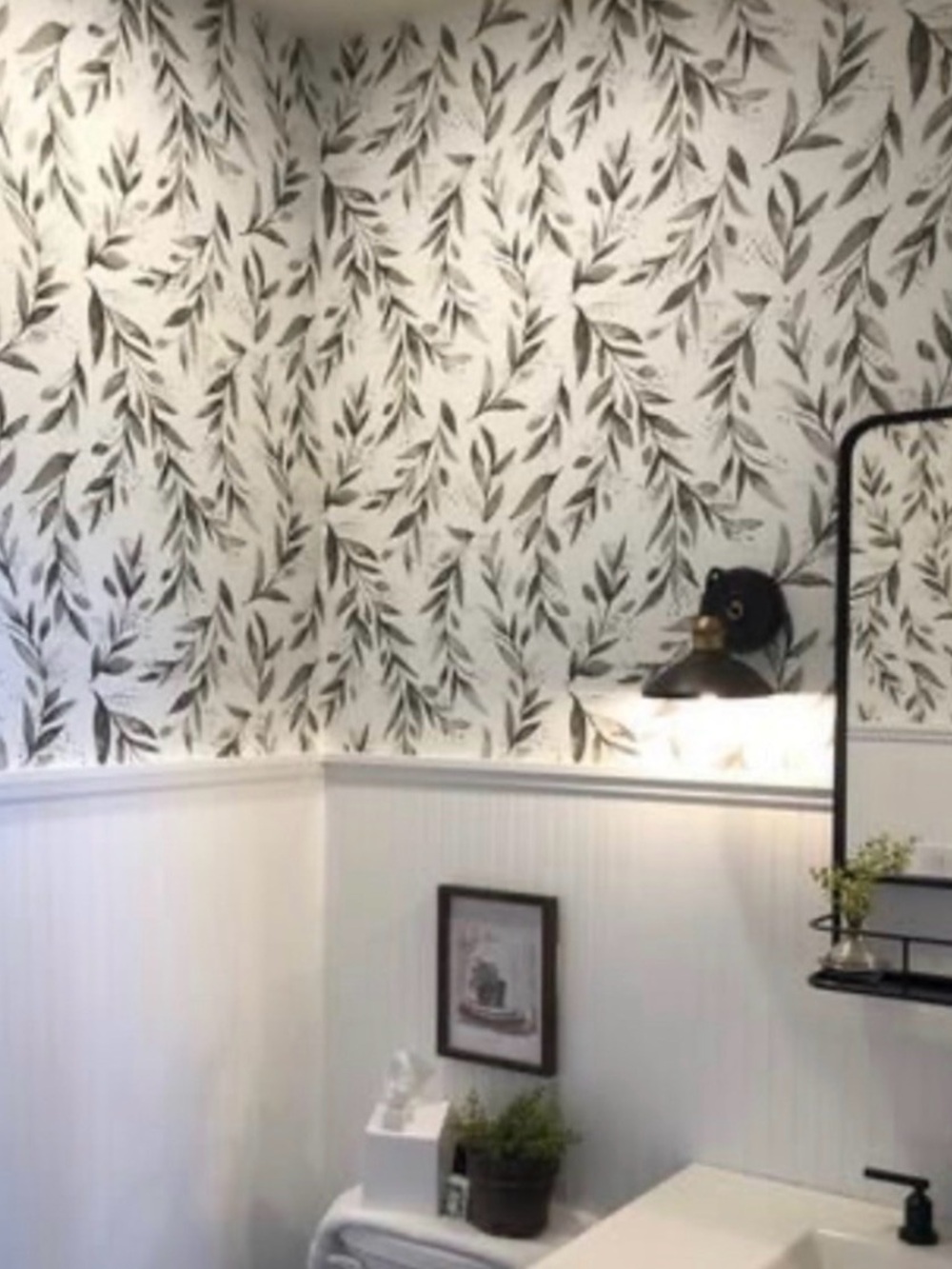 Magnolia Home Olive Branch Wallpaper -Black